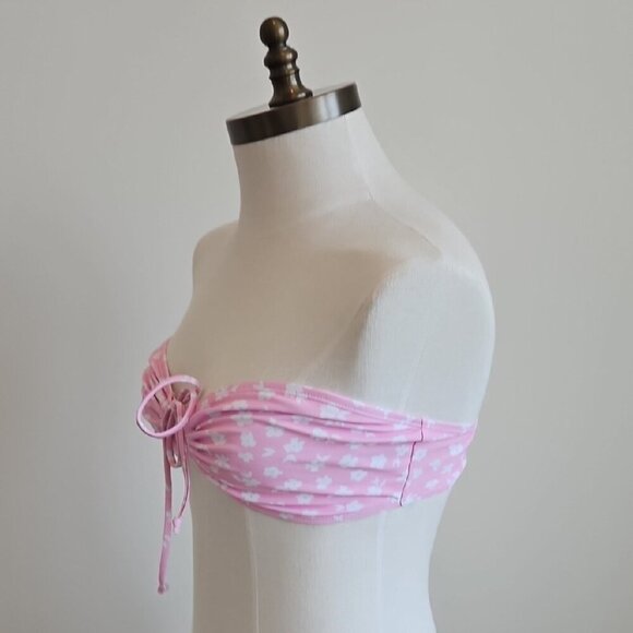 Pink Floral Bandeau Tie Bikini Top - Picture 4 of 4